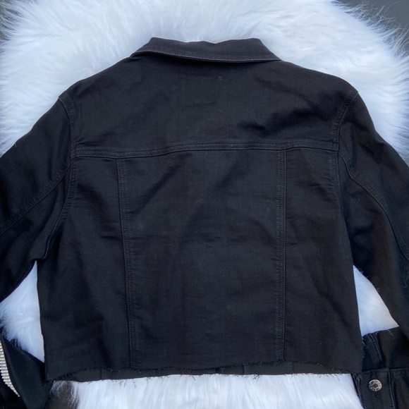 New GUESS Masha Rhinestone Denim Jacket Black SZ M - Picture 6 of 6